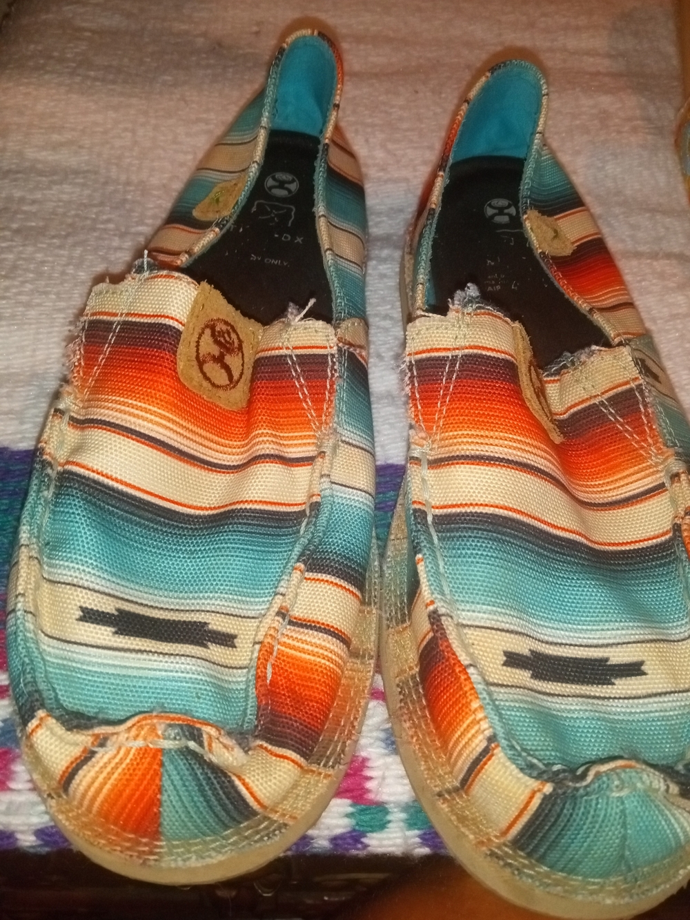 Twisted X Women's Striped Slip-On Flats in Teal & Orange